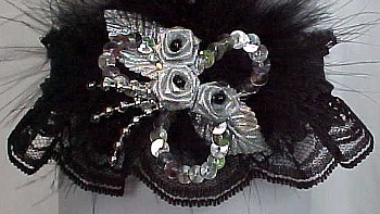 Black and Silver Garters. Black Lace Garters with Deluxe Silver Sequins 'n Roses and Marabou Feathers. Silver and Black Garters. MyGarters, My Garters, MyBridalGarter, MyPromGarter, MyPromGarters, MyBridalGarter, My Black Lace Garter, garter, garders, garder
