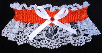 Torrid Orange Rhinestone Garter for Prom Wedding Bridal on White Lace