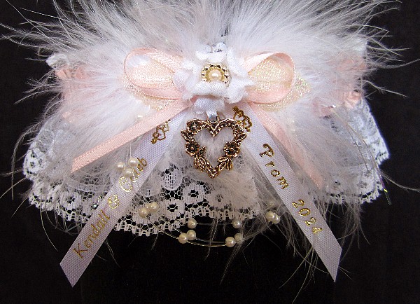 Personalized Prom Garter, Personalized Prom Ribbon Tails and Charm