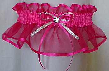 Shocking Pink Sheer Bridal Garter - Wedding Garter - Prom Garter - Fashion Garter. garders, garder