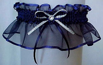 Navy Blue Sheer Bridal Garter - Wedding Garter - Prom Garter - Fashion Garter. garders, garder