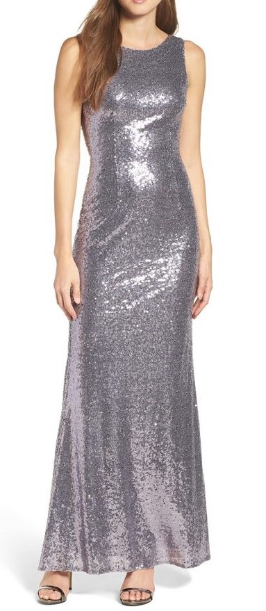 Metallic Silver Prom Dress
