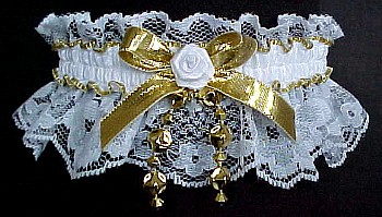 Moire Garters with a Gold Metallic Bow with a Gold Edge and Gold trim. MyGarters, My Garters, MyBridalGarter, MyPromGarter, MyPromGarters, garter, garders, garder