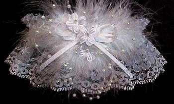 White Wedding Garter with Deluxe Floating Pearls  - White Bridal Garter - White Lace Garter. garders, garder