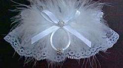 Silver Beaded Rings Garters on white lace with Marabou feathers. MyGarters, My Garters, MyBridalGarter, MyPromGarter, MyPromGarters, garter, garders, garder
