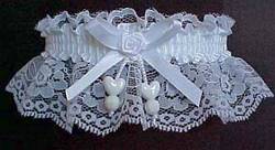 Double Hearts Bridal Garters on wedding whtie lace without Marabou feathers. MyGarters, My Garters, MyBridalGarter, MyPromGarter, MyPromGarters, garter, garders, garder