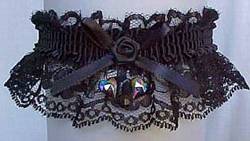 Black Lace Garters with Black Aurora Borealis Hearts and no Marabou Feathers. Black Garters. MyGarters, My Garters, MyBridalGarter, MyPromGarter, MyPromGarters, MyBridalGarter, My Black Lace Garter, garter, garders, garder