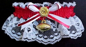 Homecoming Football Garter on White Lace for the Homecoming Dance. Homecoming Court Garters in Your School Colors. garders, garder