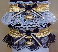Sports Fan Bands Football Garter in Team Colors for New Orleans Saints. garders, garder