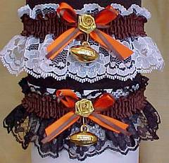 Sports Fan Bands Football Garter in Team Colors for Cleveland Browns. garders, garder