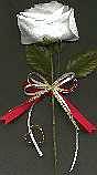 Valentine Garters extra. Single White Valentine Rose with Gold Valentine Heart.