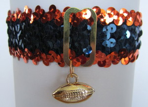 Sports Fan Bands Sequin Football Garter in Team Colors for Chicago Bears. Football Charm.
