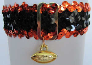 Sports Fan Bands Sequin Football Garter in Team Colors for Cincinnati Bengals. Football Charm.