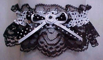 Fancy Bands Black and White Polka Dot Garter