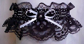 Fancy Bands Black and White Polka Dot Garter