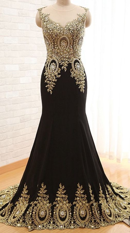 Black and Gold Prom Dress