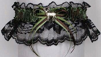 Moss Green Camouflage Prom Garter. Camo Prom Garter. Camo Military Garter. Camo Hunter Garter.