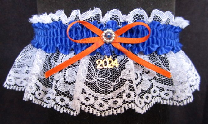 Cheerleader Spirit Garters in school colors with a bow and year charm. Cheerleader Garters. Spirit Garters. Cheerleading Spirit Garters. Cheerleading Garters. School Colors Garters. All Sports Garters. garter, garders, garder