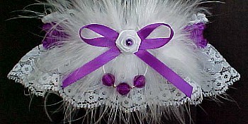 Homecoming Garter with Marabou Feathers on White Lace. Homecoming Court Garter. garders, garder