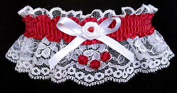 Rosewood Faceted Beads Garter on White Lace for Homecoming