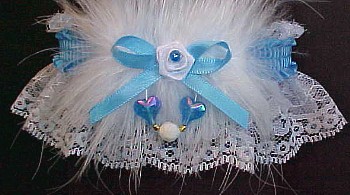 Bridal Garter Set, White, Ivory & Blue