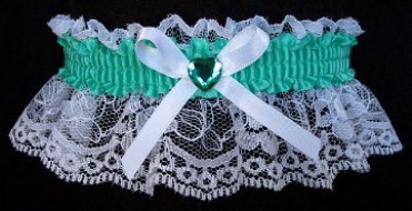 Tropic Rhinestone Garter for Prom Wedding Bridal on White Lace