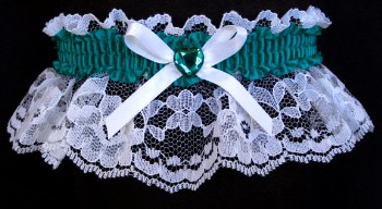 Mallard Rhinestone Garter for Prom Wedding Bridal on White Lace