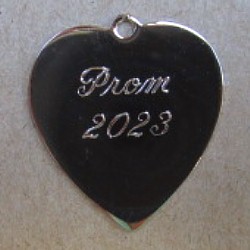 Engraved Heart Charm for Prom in silver or gold