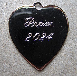 Engraved Heart Charm for Prom in silver or gold