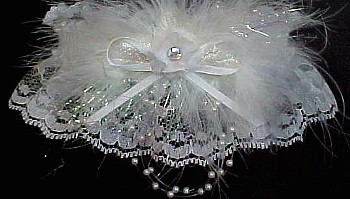Crystal Rhinestone & Ivory Wedding Bridal Garter with Marabou Feathers. Ivory Garters. garter, garders, garder