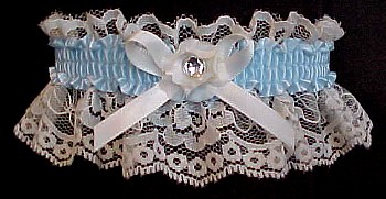 Toss Ivory Lace and Blue Satin Crystal Rhinestone Bridal Garters. garter, garders, garder