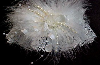 Keepsake Ivory Wedding Garter with May bells and Marabou Feathers. garter, garders, garder