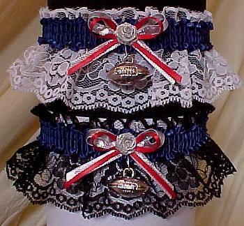 Sports Fan Bands Football Garter in Team Colors for New England Patriots. garders, garder