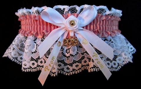 Pretty Prom Garter in Sweet Nectar Pink with Imprint and Year Charm