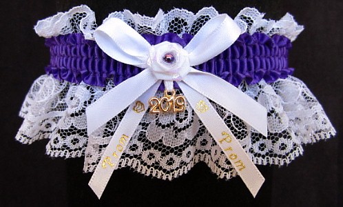 Pretty Prom Garter in REGAL PURPLE with Imprint and Year Charm