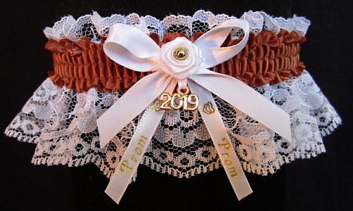 Pretty Prom Garter in Copper Penny with Imprint and Year Charm