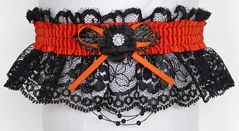Prom Garter Feature on black lace NO Marabou feathers. Prom Garter tradition. garder, garders
