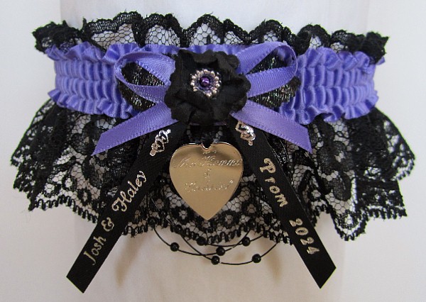 Personalized Prom Garter, Personalized Prom Ribbon Tails and Charm