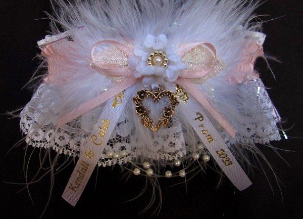 Personalized Prom Garter, Personalized Prom Ribbon Tails and Charm
