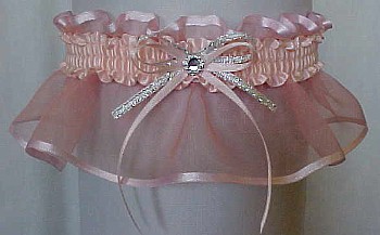 Moonstone / Lt Coral Sheer Bridal Garter -  Wedding Garter - Prom Garter - Fashion Garter. garders, garder