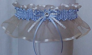Ivory & Blue Sheer Bridal Garter - Wedding Garter - Prom Garter - Fashion Garter. garders, garder