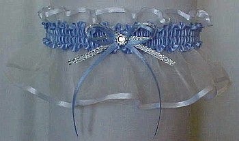White & Blue Sheer Bridal Garter - Wedding Garter - Prom Garter - Fashion Garter. garders, garder