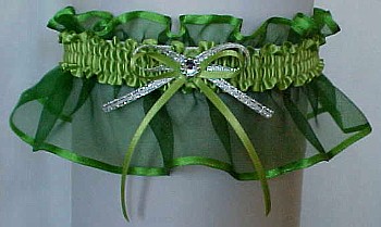 Kiwi Green Sheer Bridal Garter - Wedding Garter - Prom Garter - Fashion Garter. garders, garder