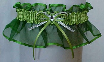 Kiwi Green Sheer Bridal Garter - Wedding Garter - Prom Garter - Fashion Garter. garders, garder