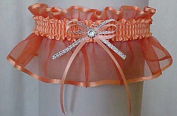 Peach Sheer Bridal Garter - Wedding Garter - Prom Garter - Fashion Garter. garders, garder
