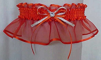 Autumn Orange Sheer Bridal Garter - Wedding Garter - Prom Garter - Fashion Garter. garders, garder