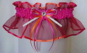 Azalea Orange Sheer Bridal Garter - Wedding Garter - Prom Garter - Fashion Garter. garders, garder