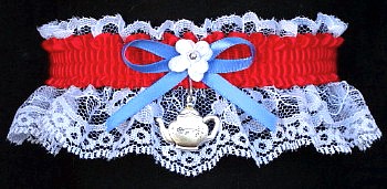 Tea Party Garter with Tea Pot Charm. garder, garders