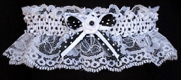 Fancy Bands™ Black and White Polka Dot Garter for Wedding Bridal or Prom
