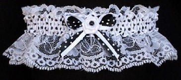 Fancy Bands Black and White Polka Dot Garter for Wedding Bridal or Prom